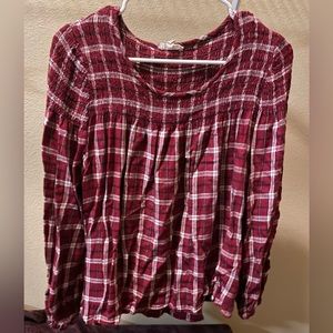 Maroon and white long sleeve top in a size xl